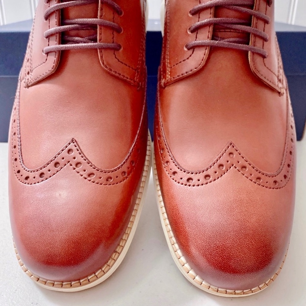 Cole Haan Original Grand Wingtip Oxford Shoes In Woodbury/Ivory NWT - Picture 11 of 13